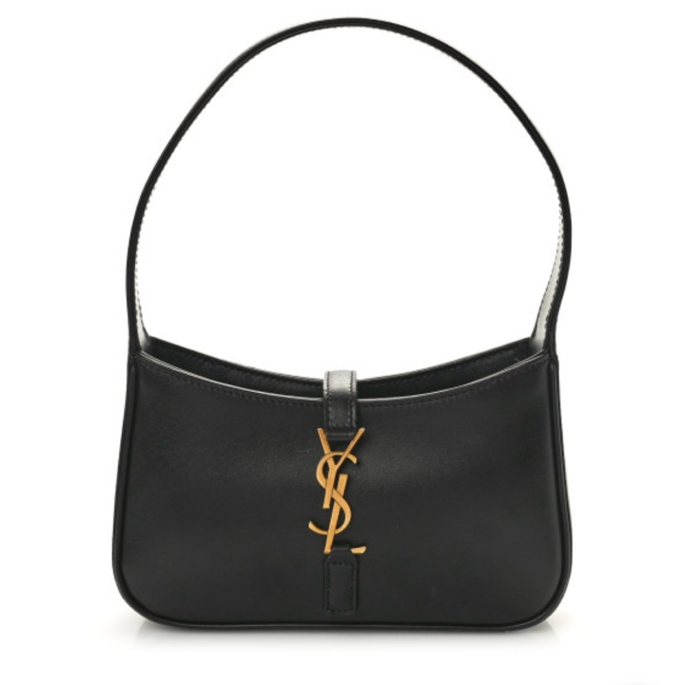 New YSL Saint Laurent Le 5 a 7 Mini Leather Hobo Bag Purse in Black